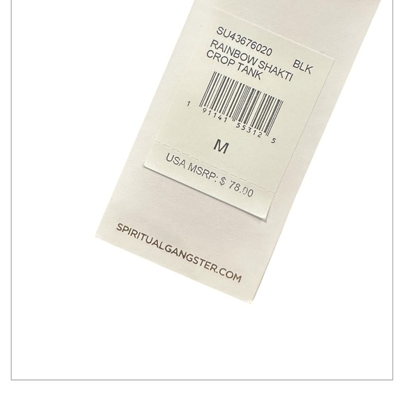 Spiritual  Gangster Black Crop Top  Sports Bra with Rainbow Stripes/ - Picture 5 of 5